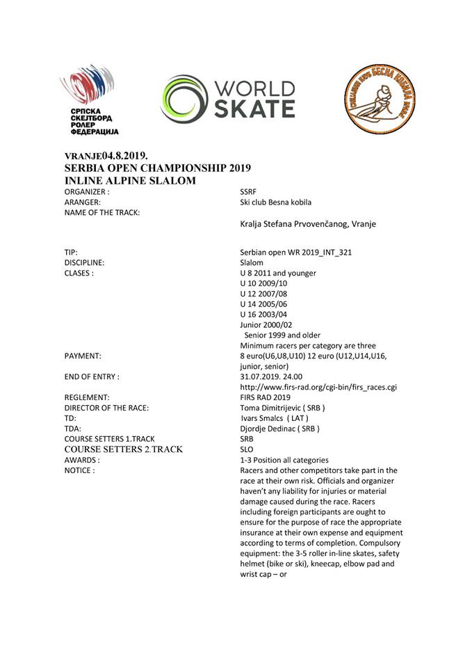Inline alpine slalom - Internacionalni roler kamp na Besnoj kobili