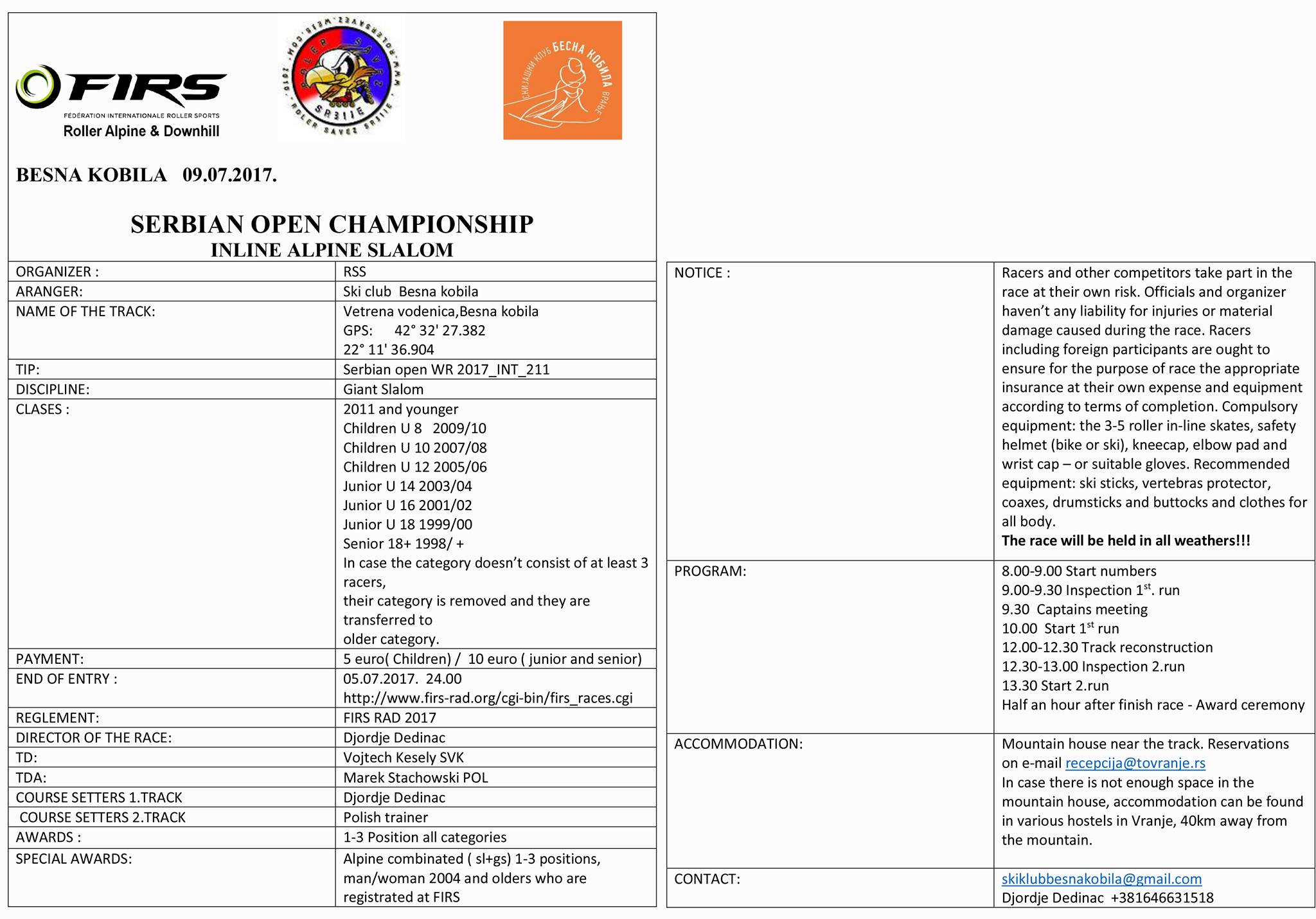 Inline Alpine Slalom - Prvenstvo Srbije na Besnoj kobili