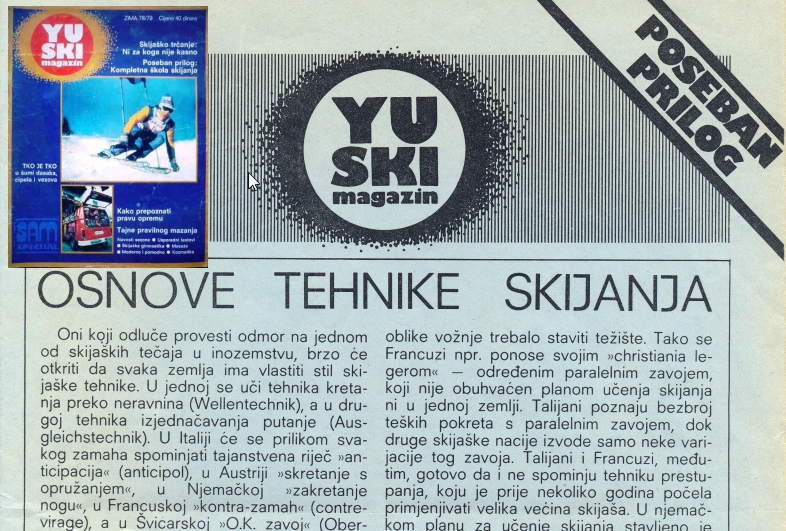 YU SKI magazin 1978/79 - Poseban prilog: Osnovne tehnike skijanja
