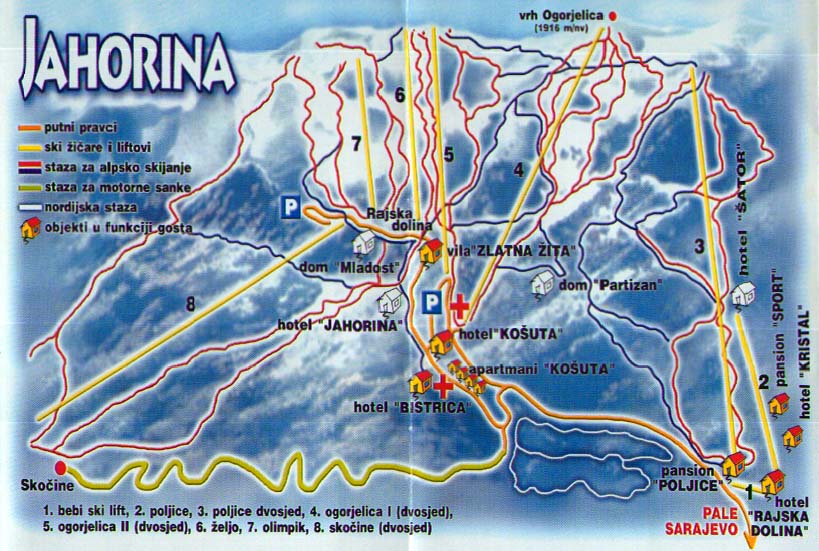 Jahorina - ski mapa 2000
