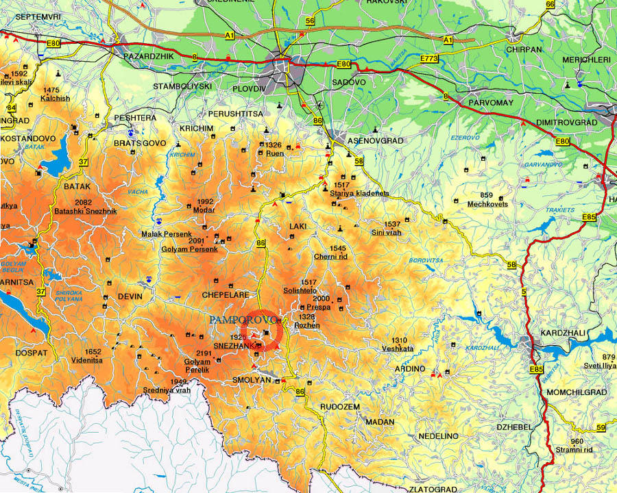 Pamporovo - mapa