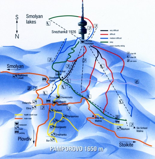 Pamporovo - ski mapa