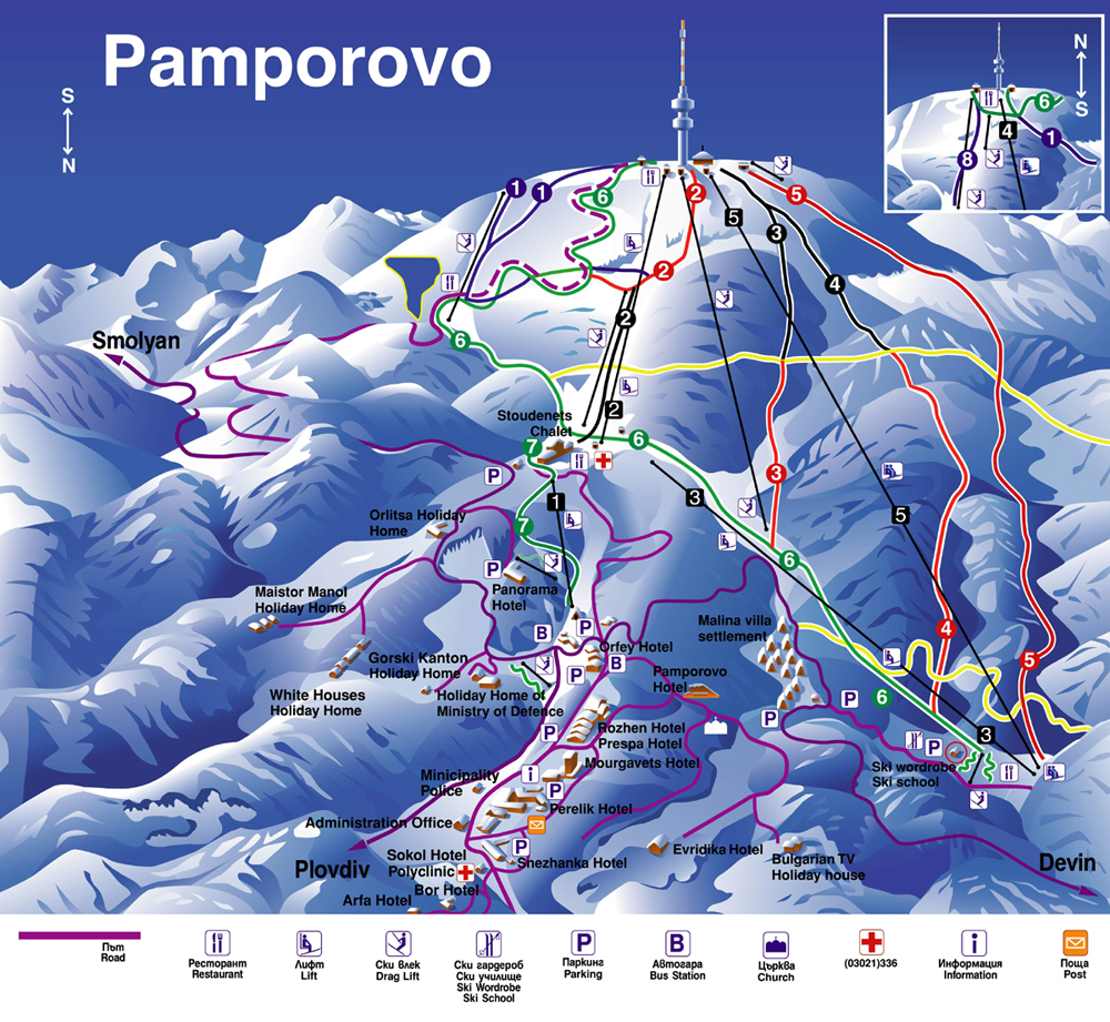 Pamporovo - ski mapa
