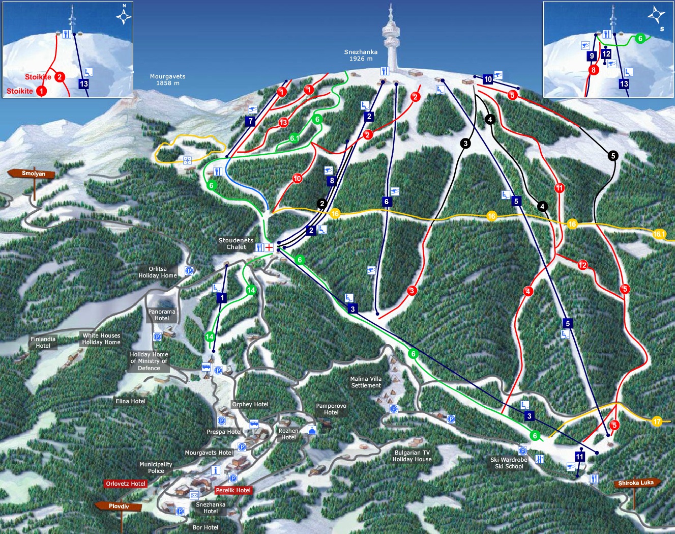 Pamporovo - ski mapa