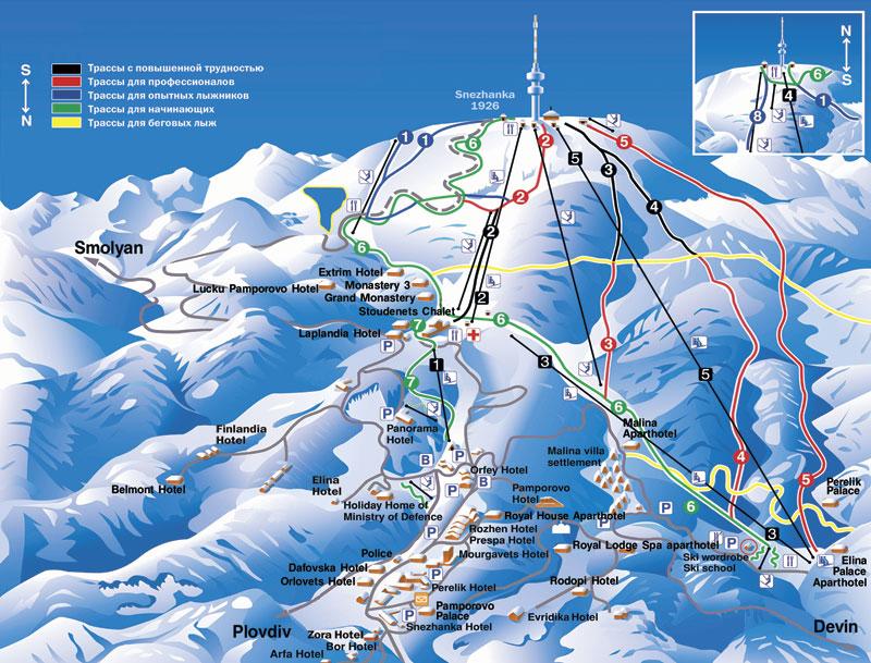 Pamporovo - ski mapa