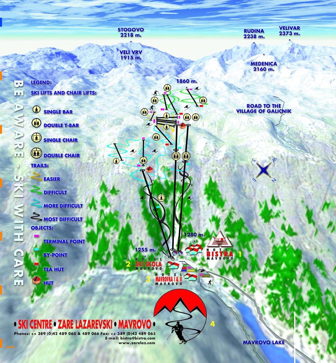 Mavrovo - ski mapa