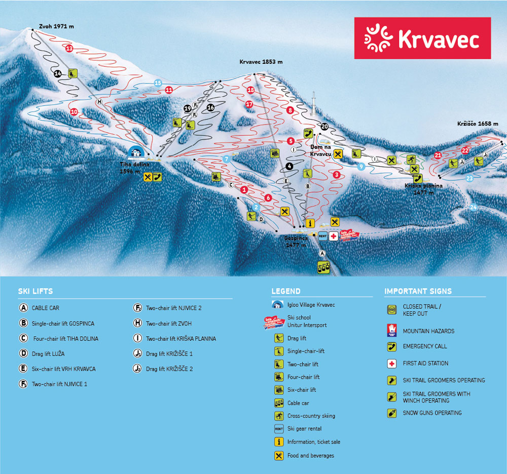 Krvavec kompletna ski mapa