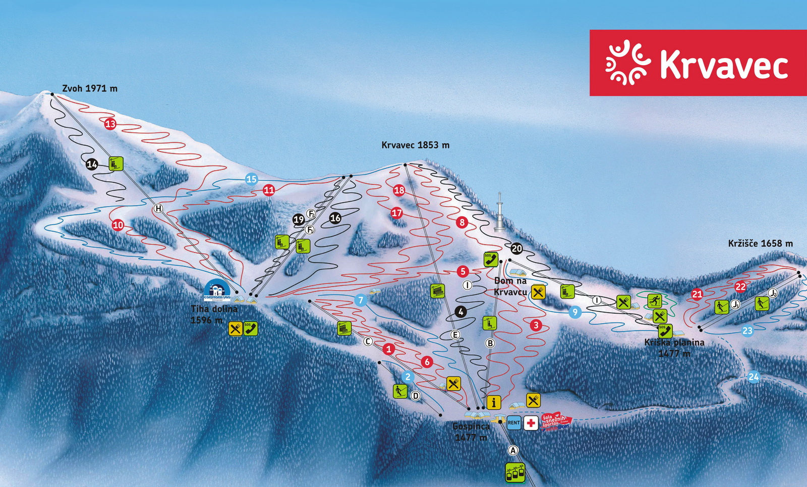 Krvavec - ski mapa