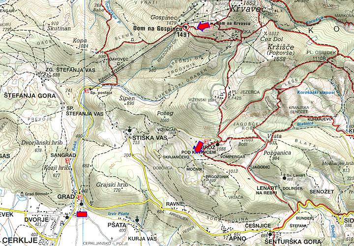 Krvavec mapa