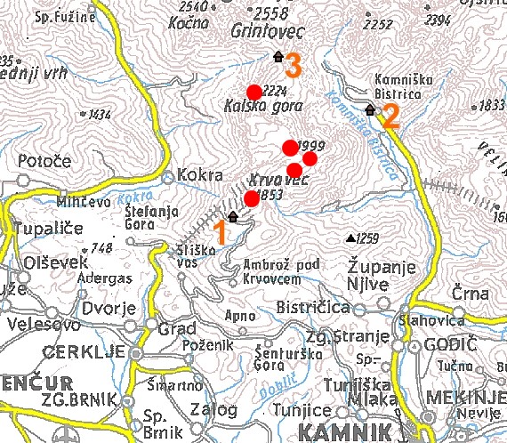 Krvavec mapa