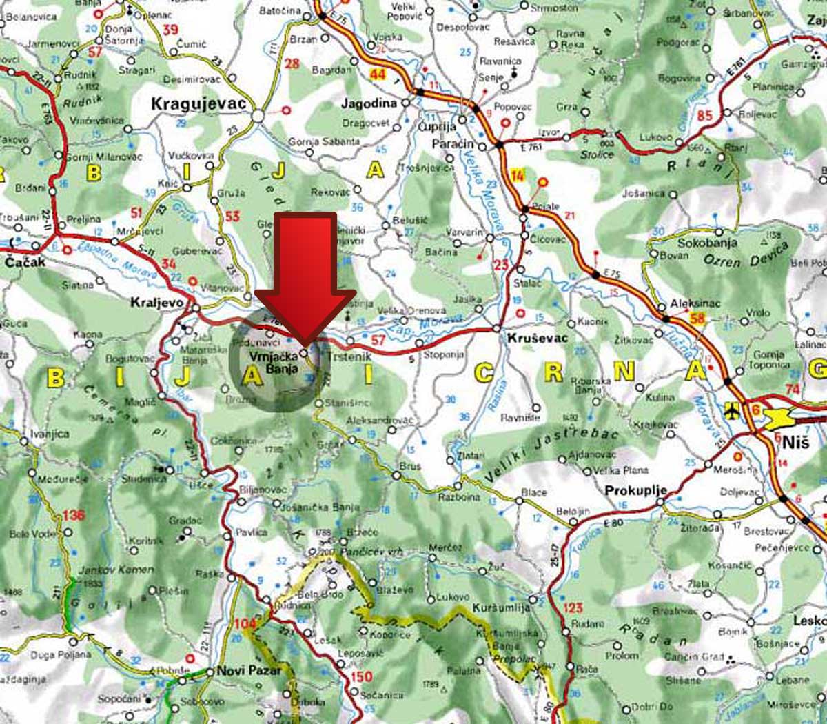Auto mapa okoline Vrnjacke banje