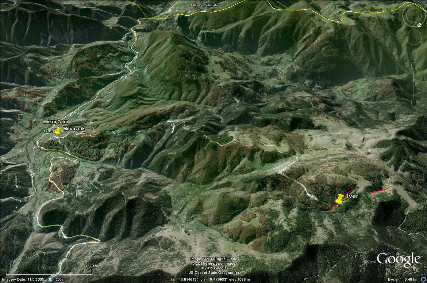 Mokra gora - mapa terena