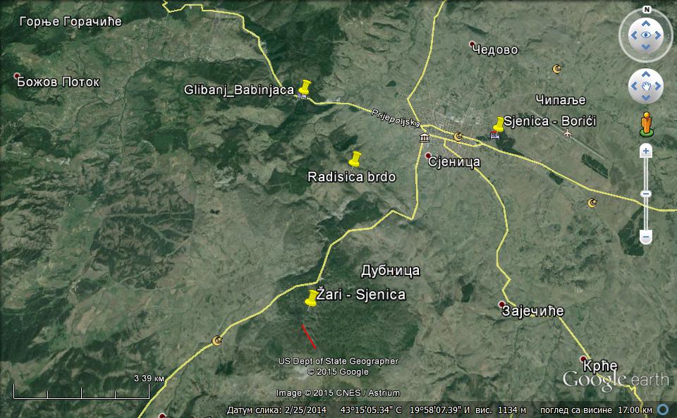 Sjenica na Google earthu