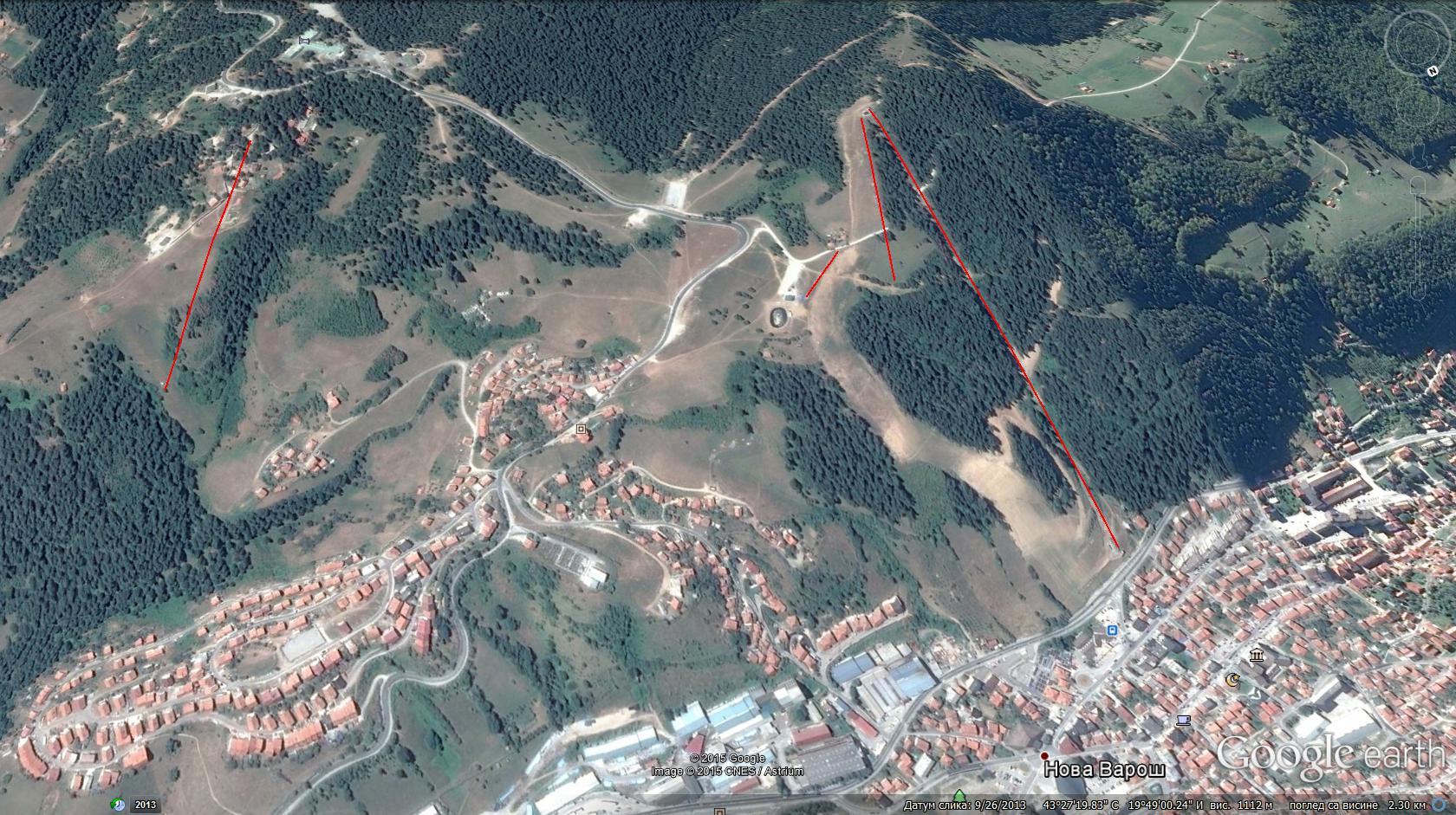 Zlatar, mapa ski terena - sa ispravno unetim položajem žičara